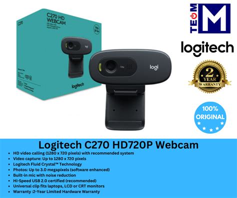 C270 HD Webcam, 720p Video with Noise Reducing。